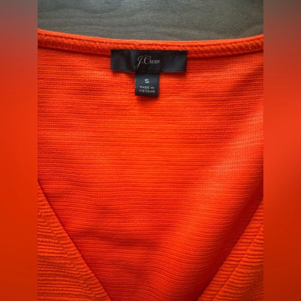 J.Crew Orange Tie Front Tank Top S Textured Knit Button V Neck